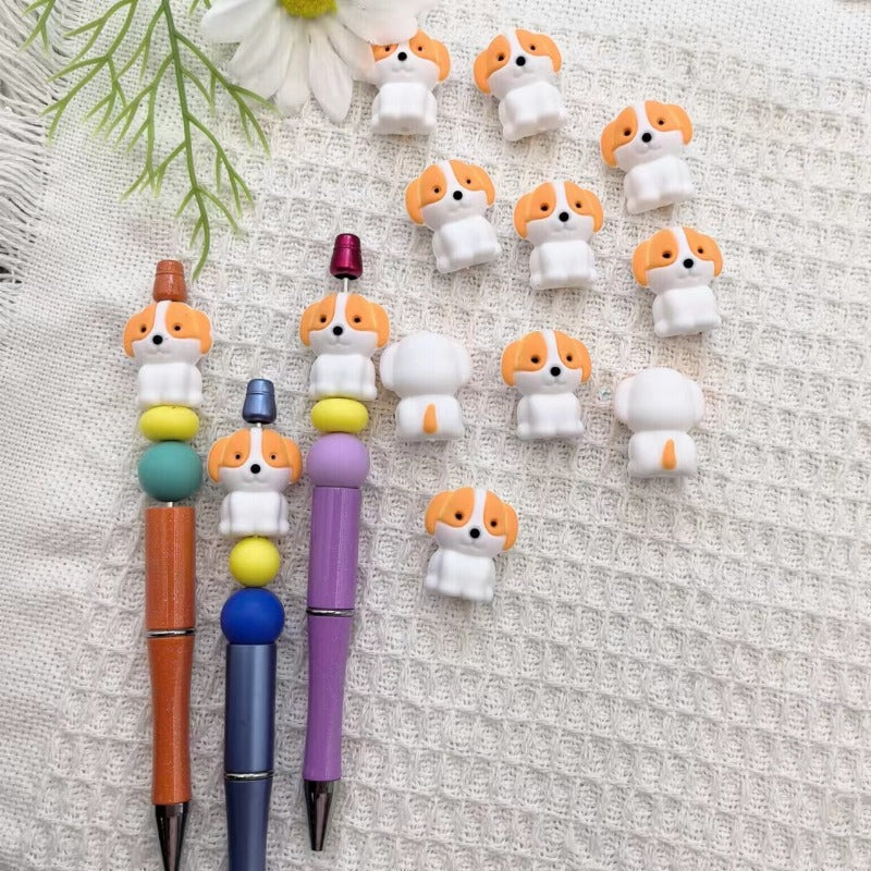 Wholesale 10pcs 3D Stereoscopic Silicone Puppy Beads Cute Cartoon Bead Beads